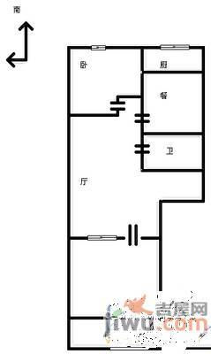 六合里2室1厅1卫78㎡户型图