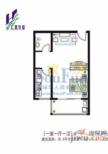 汇源华庭2室2厅1卫80.4㎡户型图