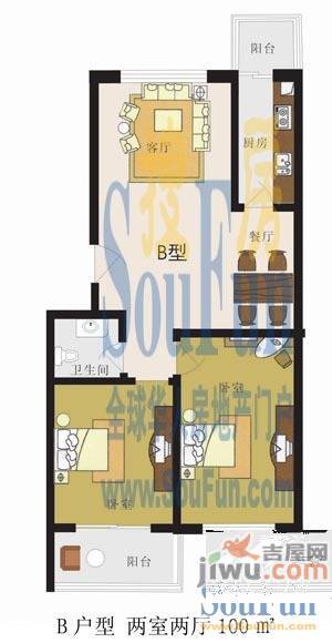 天长嘉园2室2厅1卫106㎡户型图