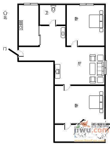 金泉小区2室2厅1卫78㎡户型图