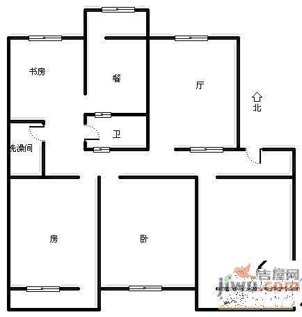 马鞍山路单位宿舍2室2厅1卫100㎡户型图