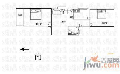 毕家洼2室1厅1卫55㎡户型图