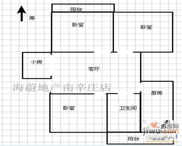 舜承苑2室2厅1卫105㎡户型图