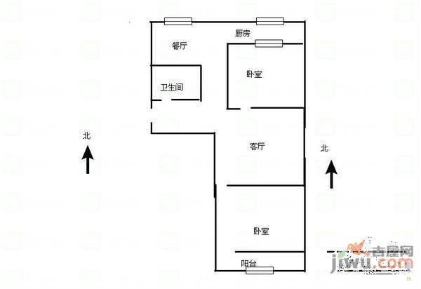 舜承苑2室2厅1卫105㎡户型图