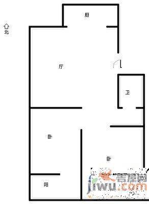 汇源华庭2室2厅1卫80.4㎡户型图