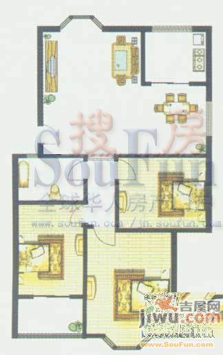 汇源华庭2室2厅1卫80.4㎡户型图