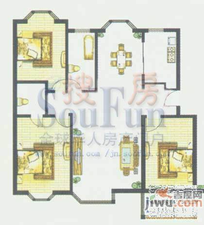 汇源华庭2室2厅1卫80.4㎡户型图