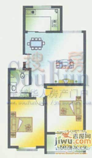 汇源华庭2室2厅1卫80.4㎡户型图