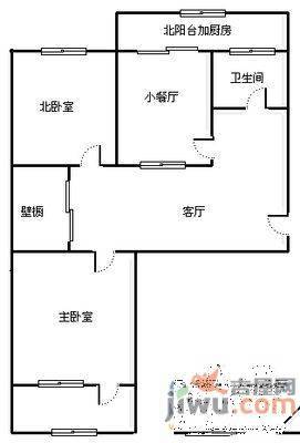 马鞍山路单位宿舍2室2厅1卫100㎡户型图