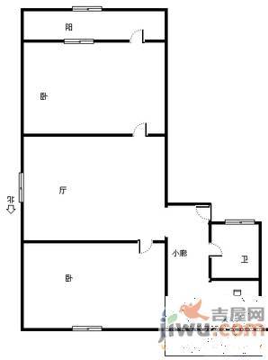 马鞍山路单位宿舍2室2厅1卫100㎡户型图