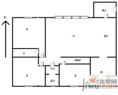 荣泰小区3室2厅1卫110㎡户型图