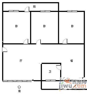 六里山南路宿舍2室2厅1卫81㎡户型图