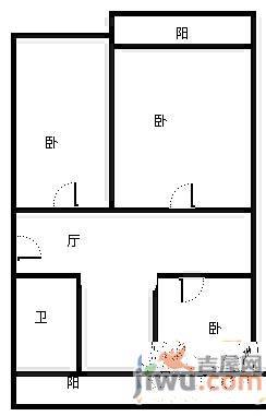 六里山南路宿舍2室2厅1卫81㎡户型图