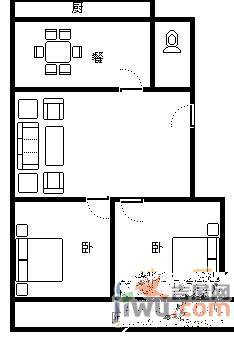 六里山南路宿舍2室2厅1卫81㎡户型图