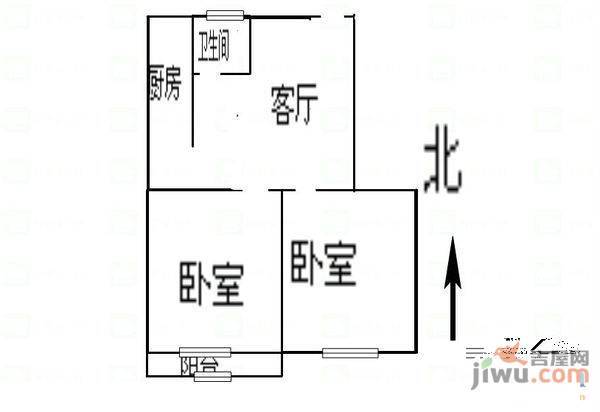 昆仑小区2室1厅1卫75㎡户型图