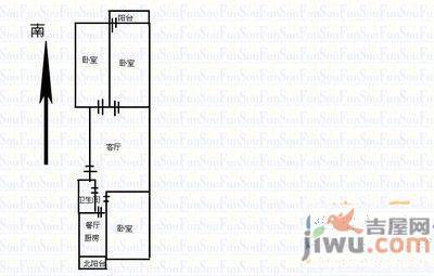 昆仑小区2室1厅1卫75㎡户型图