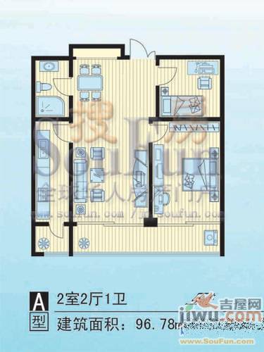 融基湖光山色2室2厅1卫户型图