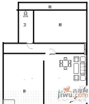 经一路单位宿舍1室1厅1卫30㎡户型图