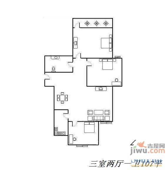 发祥巷1室1厅1卫53.1㎡户型图