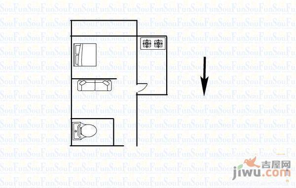 发祥巷1室1厅1卫53.1㎡户型图