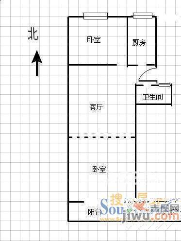 方信家园3室1厅1卫98㎡户型图