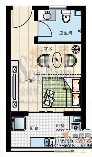 君逸左岸1室1厅1卫35㎡户型图