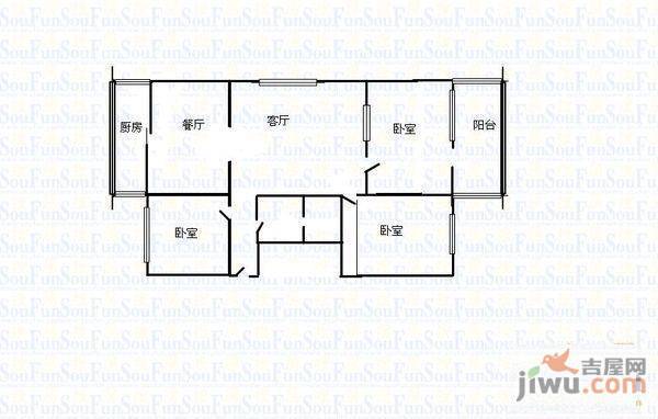 金山花园3室2厅1卫137㎡户型图