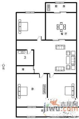 金山花园3室2厅1卫137㎡户型图