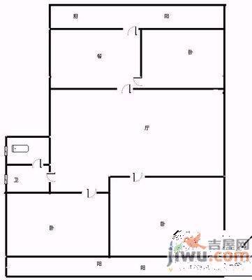 公安局宿舍(南北丹凤街)3室2厅1卫136㎡户型图