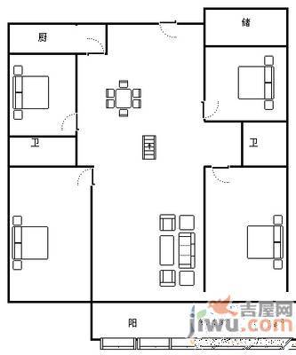 通联花园3室2厅1卫153㎡户型图