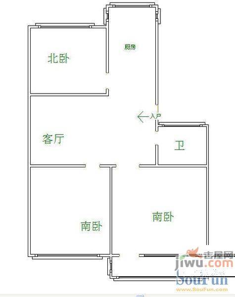 枫景家园2室2厅1卫89㎡户型图