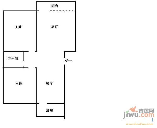 枫景家园2室2厅1卫89㎡户型图