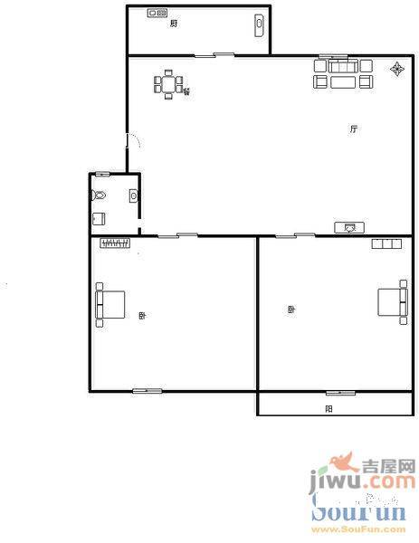 枫景家园2室2厅1卫89㎡户型图