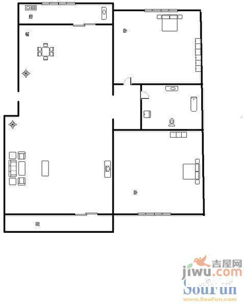 枫景家园2室2厅1卫89㎡户型图