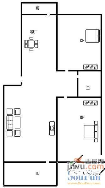 枫景家园2室2厅1卫89㎡户型图