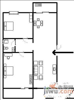 枫景家园2室2厅1卫89㎡户型图