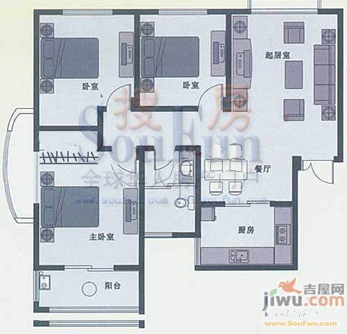 融基湖光山色2室2厅1卫户型图