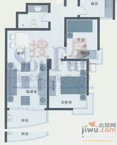 融基湖光山色2室2厅1卫户型图