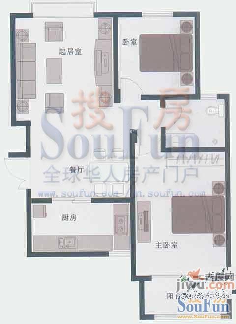 融基湖光山色2室2厅2卫100.5㎡户型图