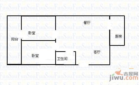 刘堂小区2室1厅1卫85㎡户型图