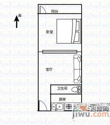 二合里3室1厅1卫86㎡户型图