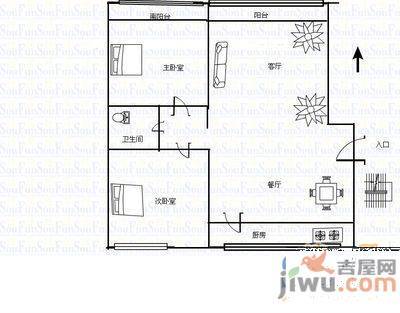 幸福柳3室2厅2卫123㎡户型图