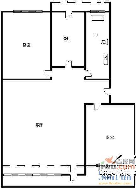 上海花园南邻宿舍3室2厅1卫120㎡户型图