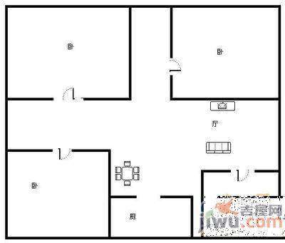 林东花园3室2厅1卫120㎡户型图