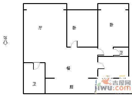 樱花苑2室1厅1卫59㎡户型图