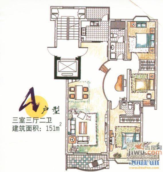 樱花苑2室1厅1卫59㎡户型图