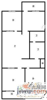 玉函路单位宿舍3室1厅1卫85㎡户型图