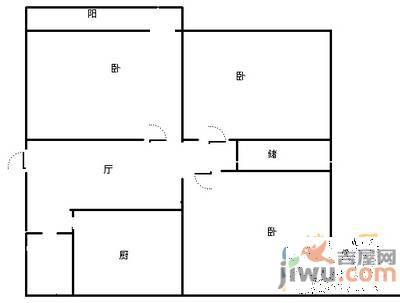 玉函路单位宿舍3室1厅1卫85㎡户型图