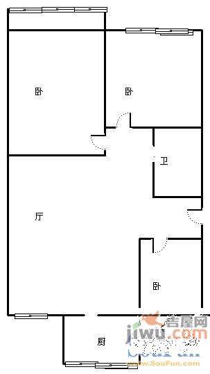 凤凰山庄3室2厅1卫户型图