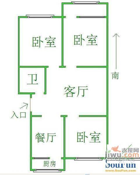 馨园小区2室1厅1卫77㎡户型图